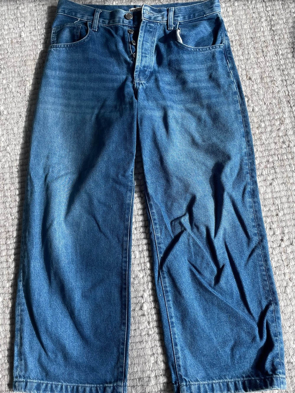 Zara Medium Blue Button-Fly Denim Jeans